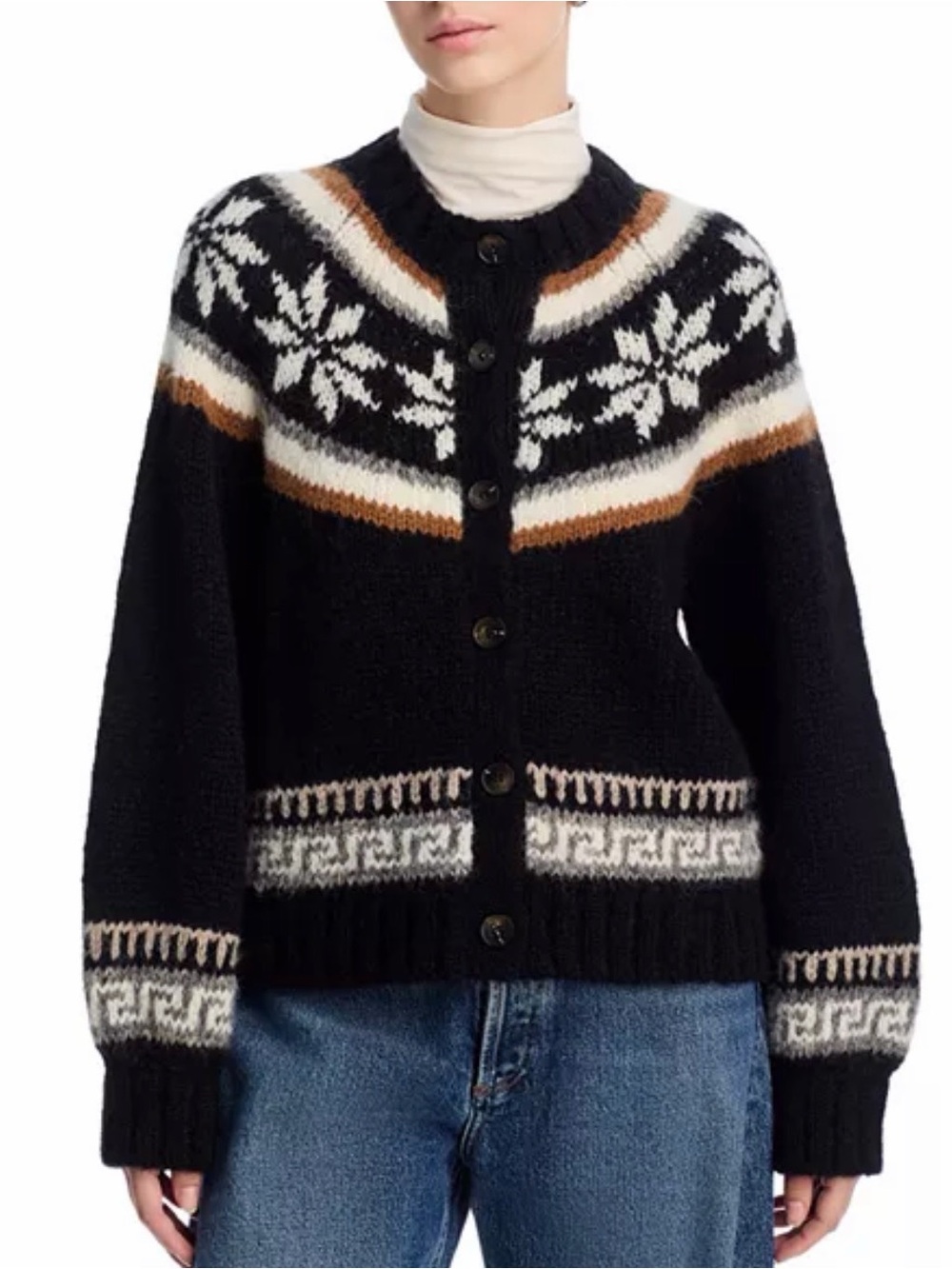 NWT THE GREAT. The Snowflake Alpaca Fair Isle Cardian
